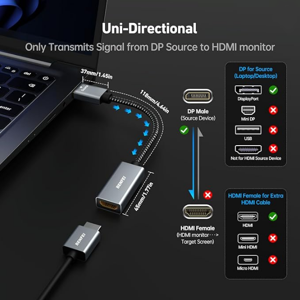 BENFEI 4K DisplayPort to HDMI Adapter Cable