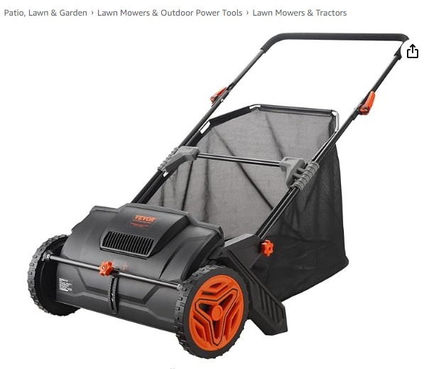 VEVOR Push Lawn Sweeper 21 inch Leaf and Grass Collector