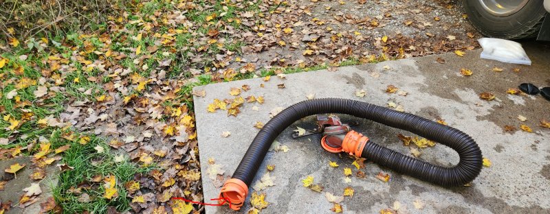 When you are done draining, disconnect your hose from your trailer and raise up to drain and then use the hose to rinse