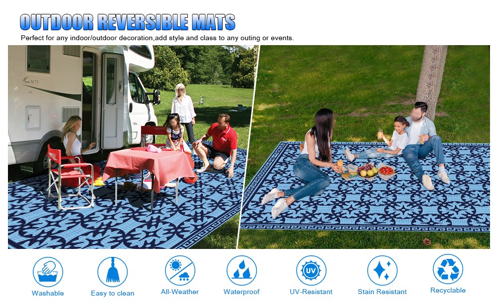 TIPHOPE RV Outdoor Rugs Reversible Mats