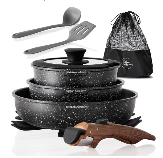 Kitchen Academy Detachable Handle Induction Cookware Sets