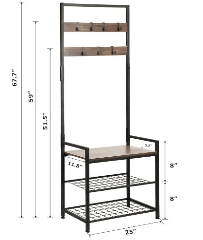 HOMEKOKO Coat Rack Shoe Bench