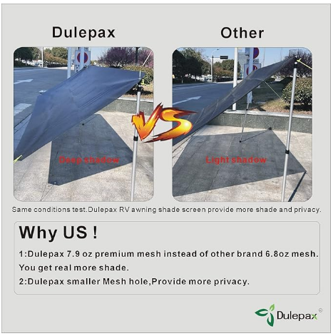 Dulepax RV Awning Shade Screen with Zipper