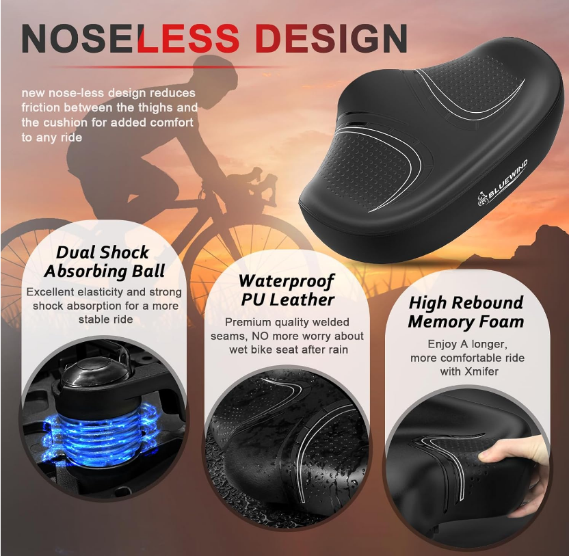 Bluewind Noseless Oversized Bike Seat