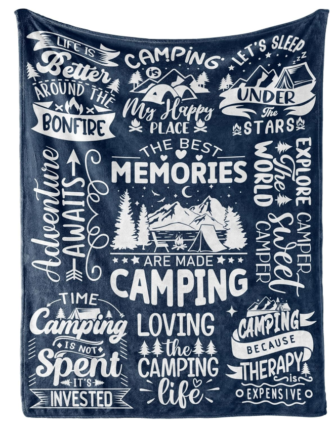 Throw Blanket Happy Campers Decor Outdoor