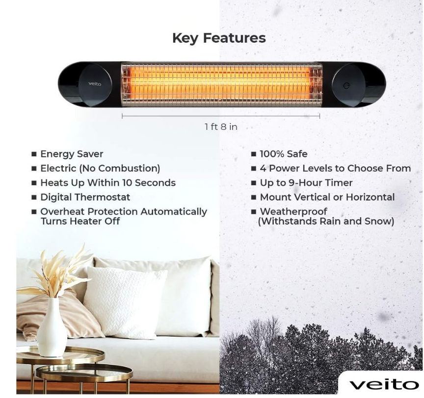 Veito 1500W Carbon Infrared Heater