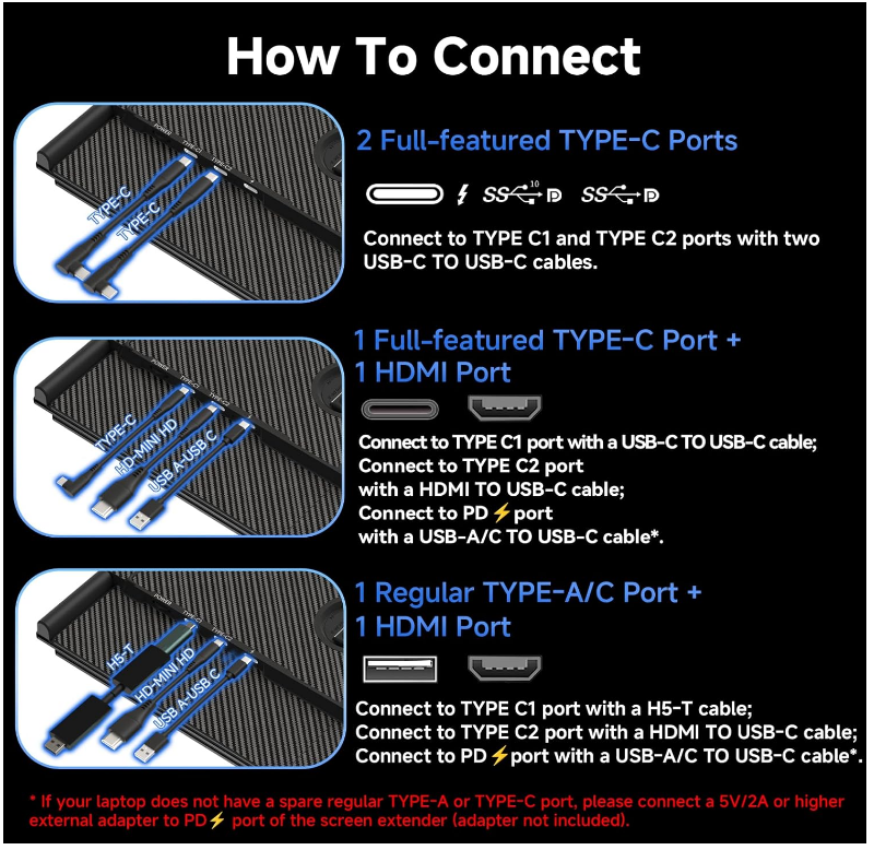 15.3 Inch Laptop Dual Screen Extender
