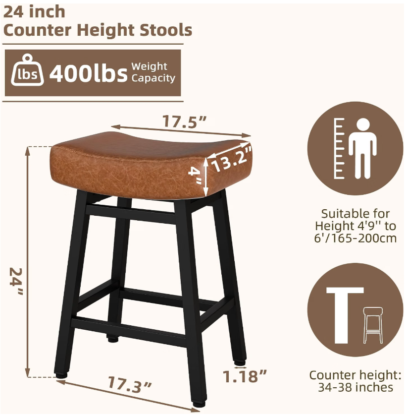 Counter Height Bar Stools Set of 3