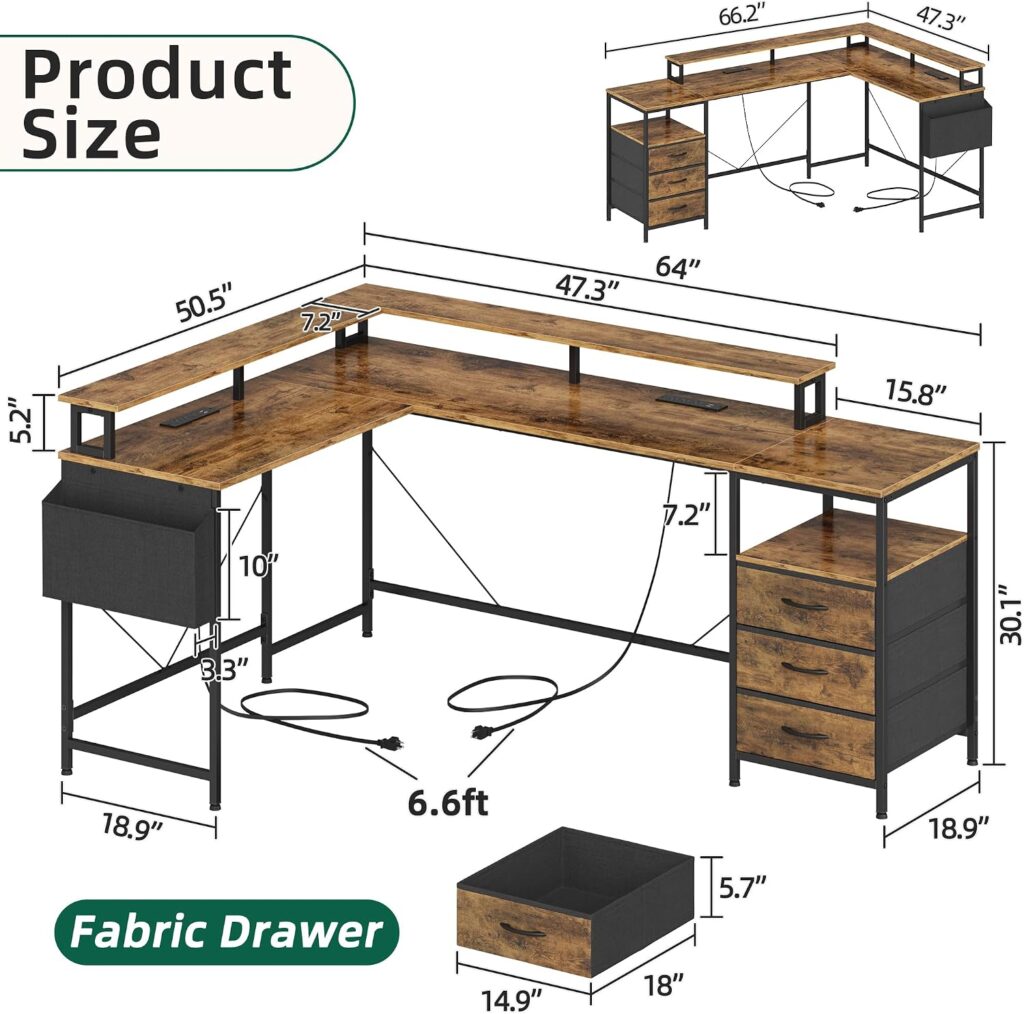GYIIYUO L Shaped Desk